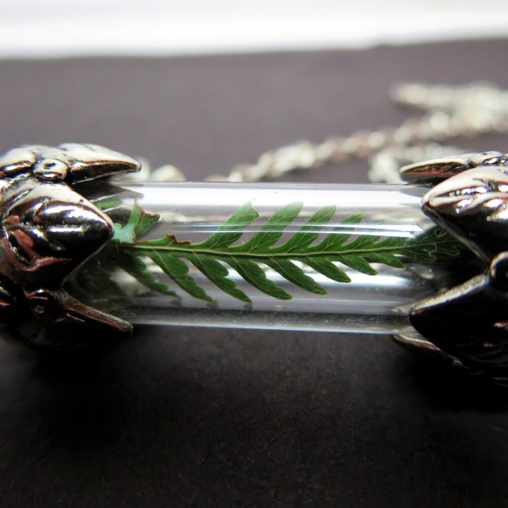 Fern Necklace Pressed Fern charm dried ferm Terrarium pendant Botanical locket
